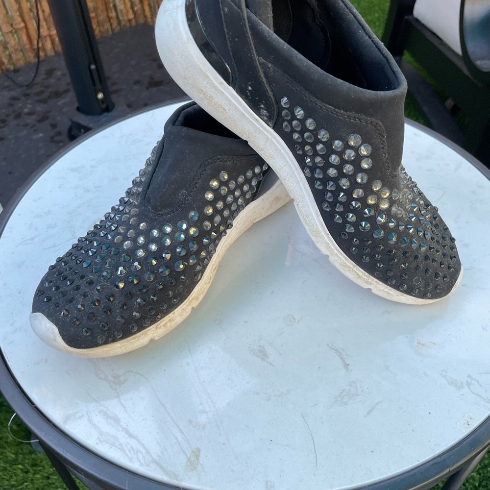 Michael kors black slip in sneakers with pewter and black stones, preowned - Picture 1 of 4